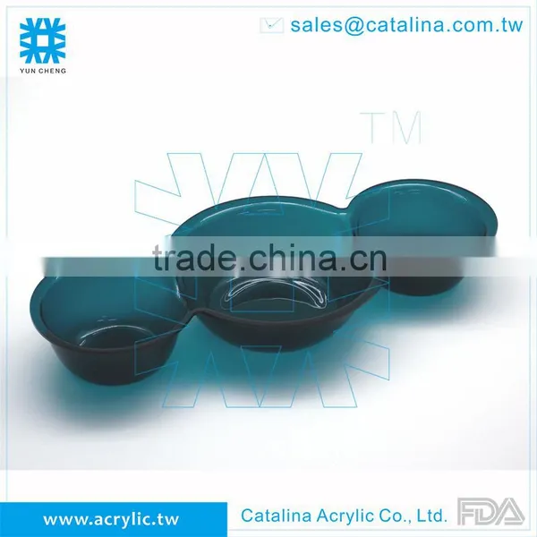 High Quality Acrylic 3 Round Compartment Food Tray photo-5