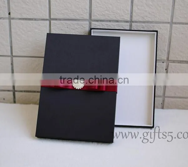 Elegant Custom Black Wedding Invitation Box With Ribbon photo-4