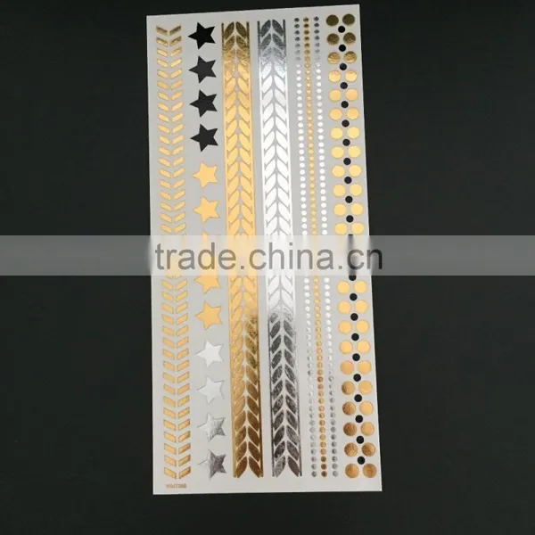 WMT096--Temporary Gold Foil Stock Tattoo Sticker