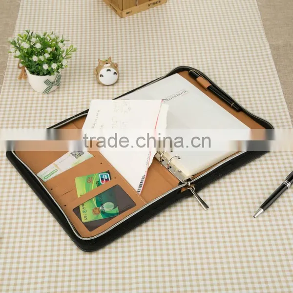 Soft Luxury PU Leather Business Meeting Organizer Notebook With Pen/card photo-3