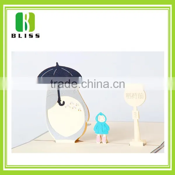 Handmade Best Wishes 120g Glossy Pop up Cartoon Style Custom Paper 3d Greeting Card photo-5