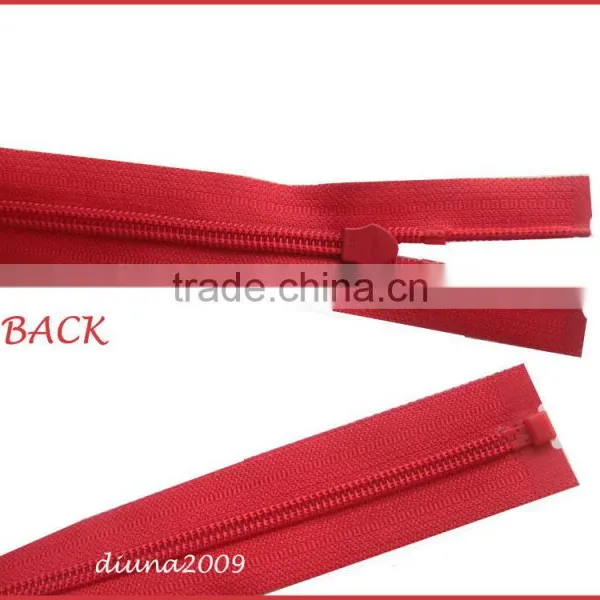 Waterproof Red Nylon Zip. Open Ended
