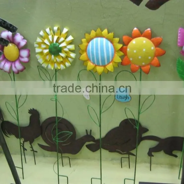 2015 Newest Metal Flower Garden Decoration Stake Garden Decoration Flower Metal Decorative Flower Stakes Garden Stakes