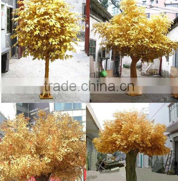 Real Touch Factory Gloden Artificial Ficus Tree Fake Banyan Tree photo-2