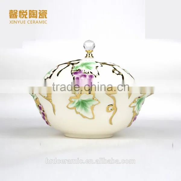 New Style China Ceramic Electroplating Soup Bowl With Lid photo-2