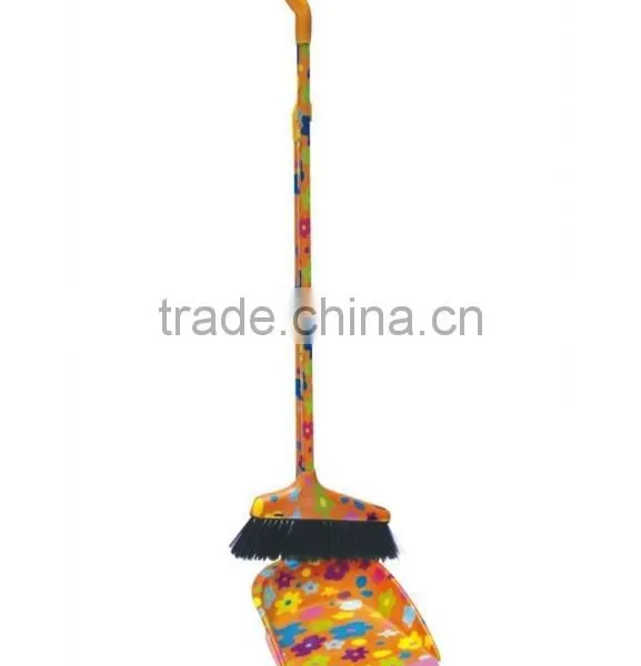 High Quality Household Cleaning Printing Plastic Dustpan With Long Handle photo-2