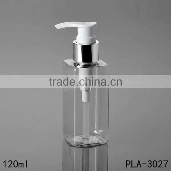 2017 Hot New Products Cosmetik Packaging Clear Empty 120ml Plastic Pet Square Bottle Pump Wholesale photo-4