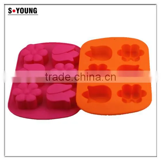 11036 Six Cavities Three Different Flower Shaped Promotional Gift Silicone Cake Mold photo-3