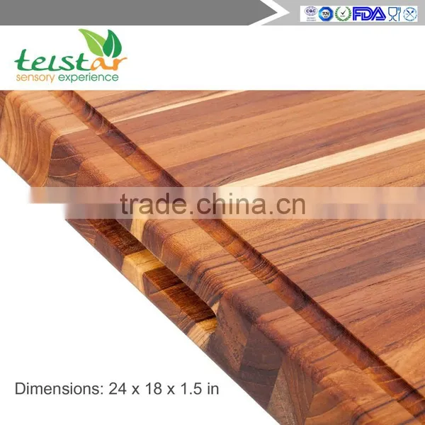 Teak Cutting Board - Rectangle Board With Hand Grip And Juice Canal (24 x 18 x 1.5 In.) photo-2