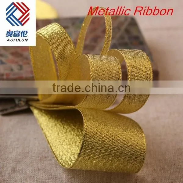 Custom Packing Golden Color Metallic Ribbon for Gift Packing photo-2