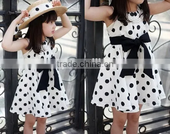 High Quality Children Clothing Frock Design Sleeveless Dot Print Girl Dresses photo-2