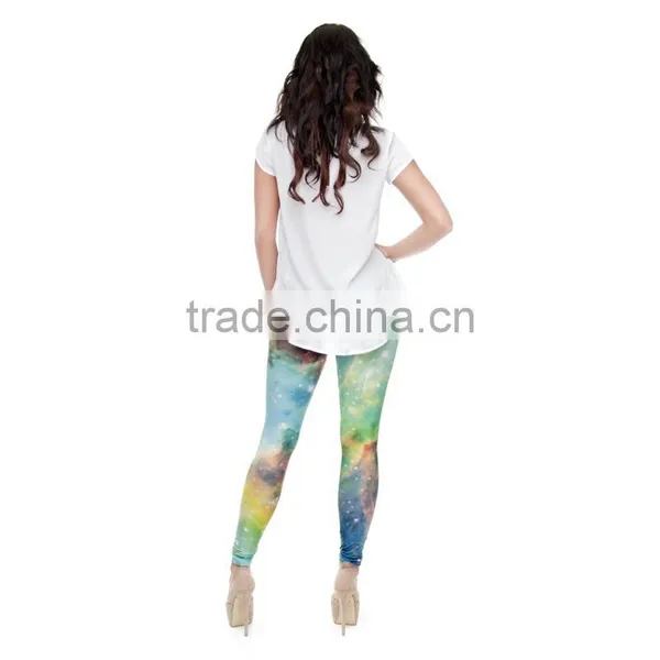 Universe Green Light Galaxy Space Color Block Gym Pant Leggings photo-3