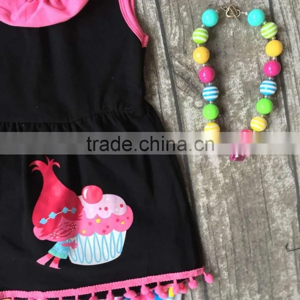 Baby Girls Summer Clothes Girls Children Troll Hair Capcake Outfits Kids Rainbow Capri Pants Outfits With Accessories photo-5