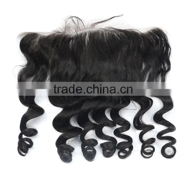 7A Full Lace Frontal Brazilian Virgin Hair Loose Wave 13X4 Brazilian Hair Closure Lace Frontal With Bleached Knots photo-5