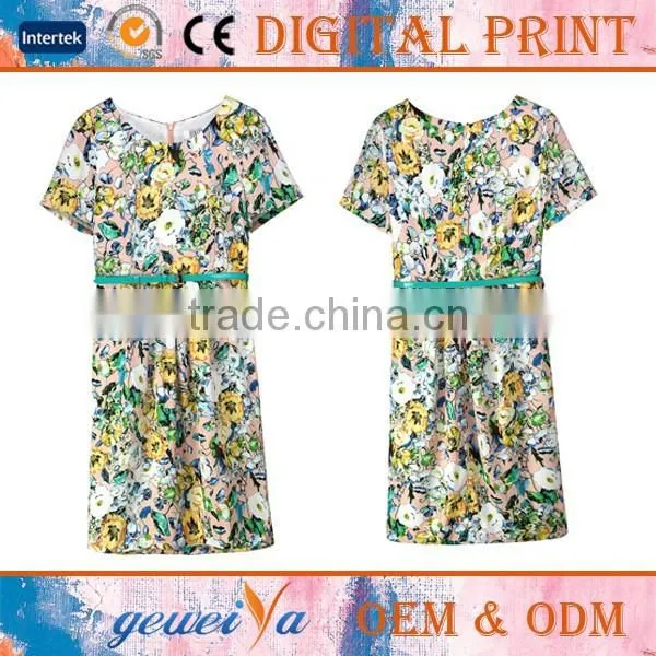 High Quality OEM Custom Lady Jersey Fabric Digital Printed Dress photo-4