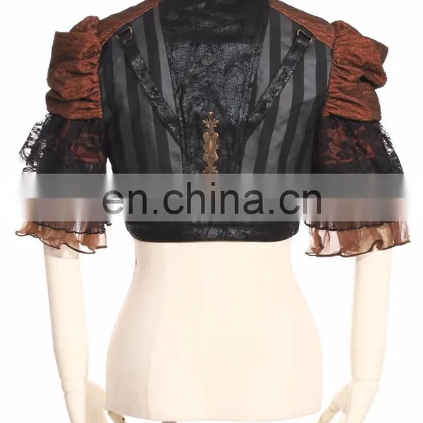 Steampunk Style Crop Top Jacket With Fluonce Layered Sleeves photo-2