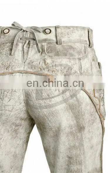 Lederhosen, Kniebund Hosen, Men Ledersosen Trachten Lederhosen Leather Pants With Suspenders(Bavarian Garments) photo-2