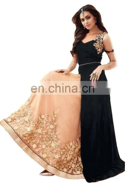 Party Wear Anarkali Net Lehenga With Georgette Semi_Stitched Top 2017 photo-2