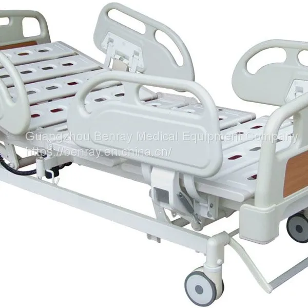 Patient Adjustable Control Healthcare High Quality 5-Function Electric Medical Blue Emergency Used Trolley Transfer Hospital Bed