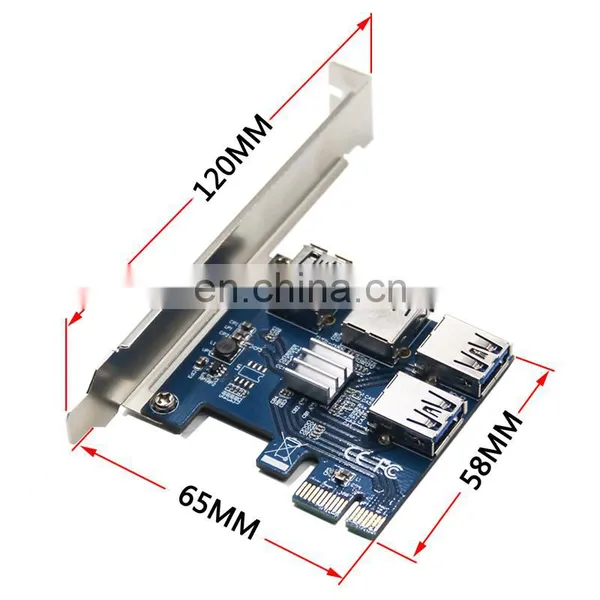 Pci Express 16x Riser Card Pcie Card 1 To 4 Pci-e 1x Slot 4 Pcie External Pcie 1 To 4port Usb 3.0 Adapter Card For Expansion photo-5