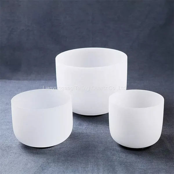 Meditation Therapy Chakra Quartz Glass Crucible Singing Bowl Set photo-4