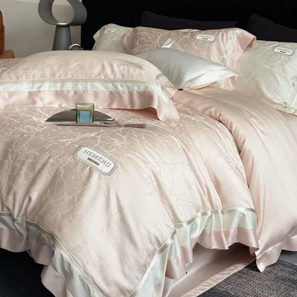 Washed Cotton Bedding Set, 4 Piece Pure Cotton Duvet Cover, Minimalist Blush Pink, Hypoallergenic, Softer With Every Wash, All Season King Size photo-5