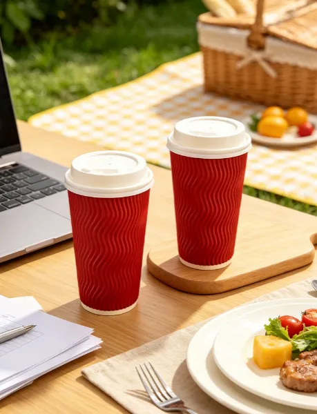 12oz High Quality Custom Ripple Wall Paper Cup Disposable Coffee Cup