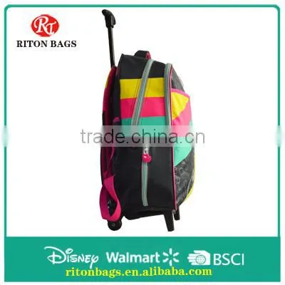 Satin Kids Trolley Bags for Students With Delicate Color Trolley School Bag With Wheels for Girls photo-2