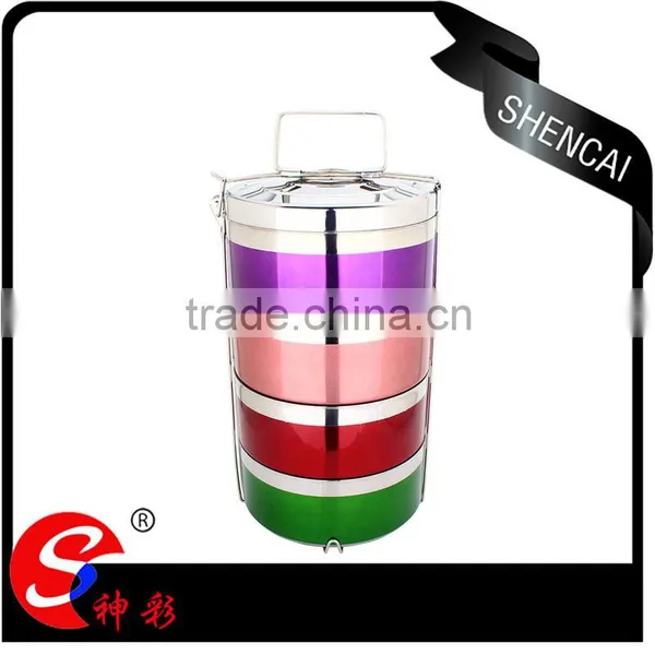Metal Stainless Steel 4 Layers Compartment Lunch Box/ Hand Pot With Foldable Handle/ Food Carrier photo-5