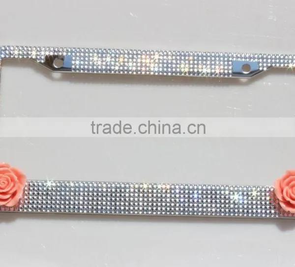 Crystal Rhinestone License Plate Frame With Custom Logo photo-4