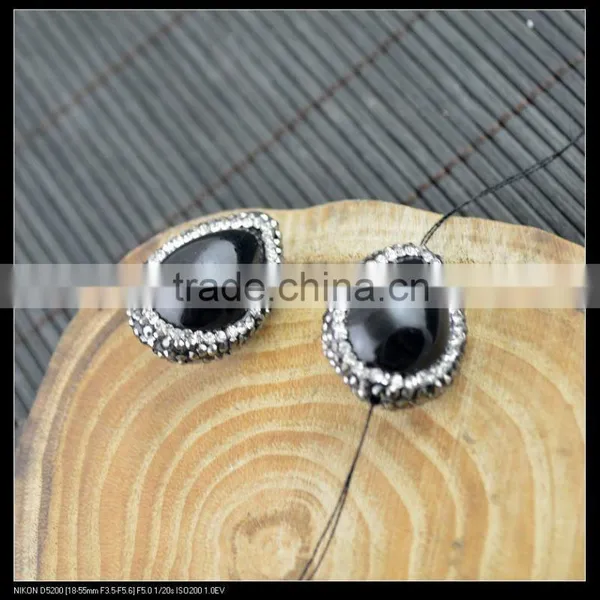 LFD-0060B Wholesale Black Obsidian Pave Rhinestone Crystal Connectors Spacer Beads For Jewelry Making Bracelet Necklace photo-3