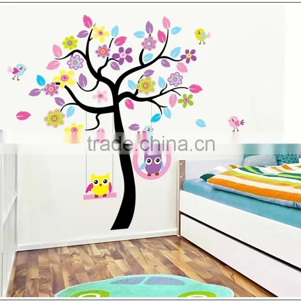 ALFOREVER Colorful Tree Owl Decals,pvc Colorful Owl Sticker photo-2