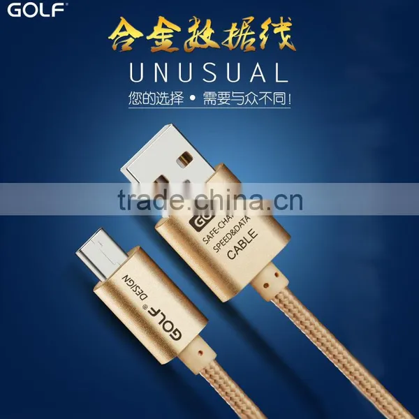 Original GOLF 3M Metal Nylon Weave Micro USB 2.1A Fast Sync And Charge Cable for Android Mobile Phone photo-2