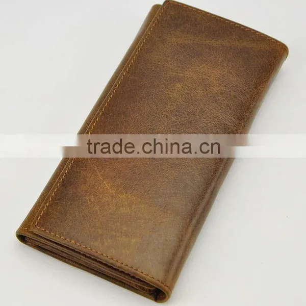 Multifunction High Quality Long Three Folds Rfid Leather Wallet With Button photo-2
