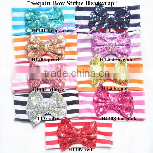 Patriotic Day Headband - sequin bow Flag Shabby Flower In Stock 4th of July