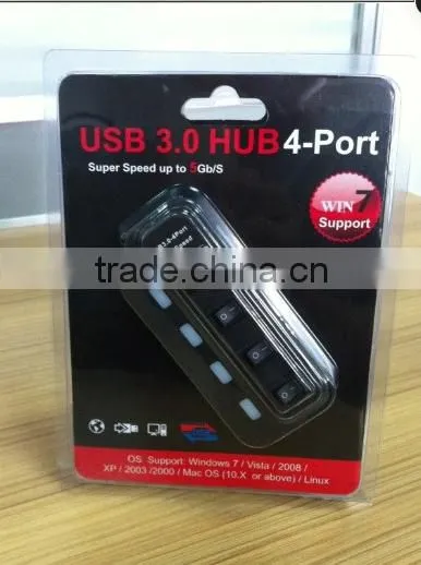 Computer Super Speed 4 Port USB 3.0 Hub With Power Cable USB Type A to Micro 3.0 B Cable photo-5