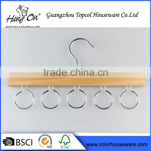 Wholesale Metal Hook Clothes Natural Wood Hanger photo-2