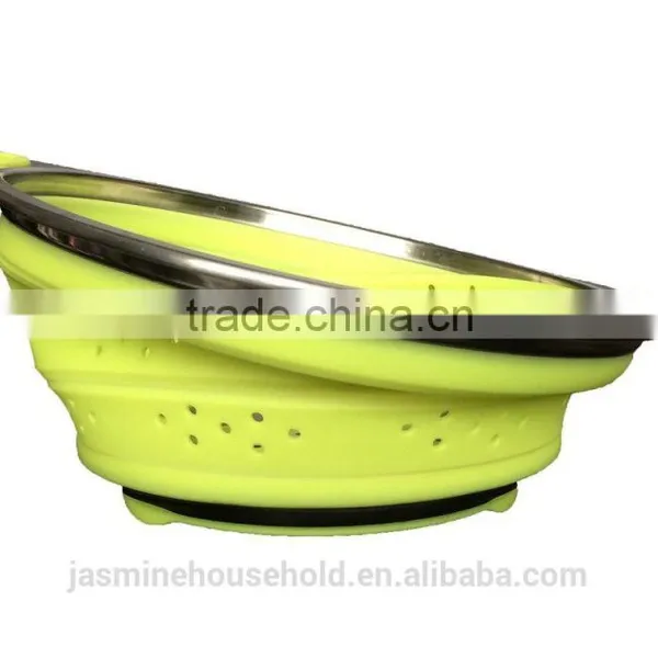 100% Food Grade BPA Free Metal Hanging Collapsible Silicone Fruit and Vegetable Basket