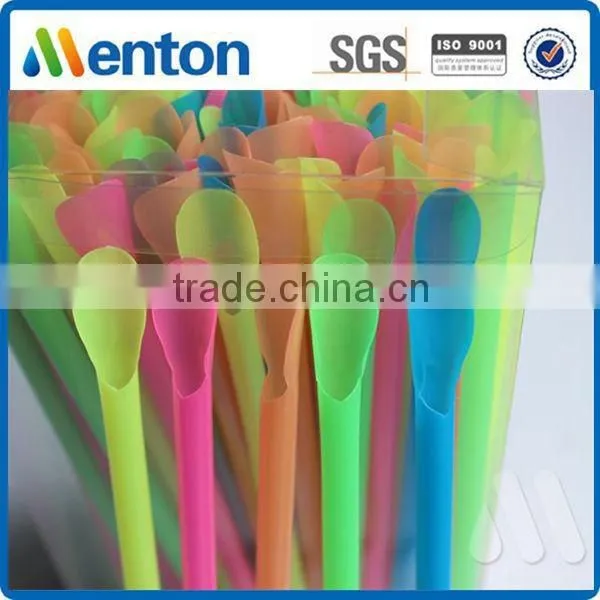 PVC Box Pack Hot Sale Colorful Disposable Hard Plastic Spoon Straw photo-2