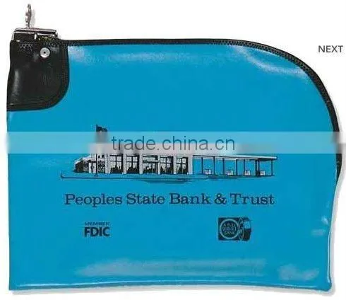 Curved Zipper Vinyl Bank Deposit Bags
