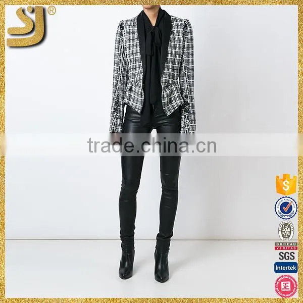 Spring Autumn 2016 Women American Style Plaid Blazers Lady Formal Outwear Coats Slim Fit Jacket Quality Choice