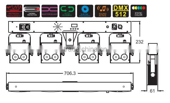2015 DMX 4 Par System With T-bar Light Fixture and Electric Foot Pedal Switch Outdoor Laser Light Show Equipment photo-2