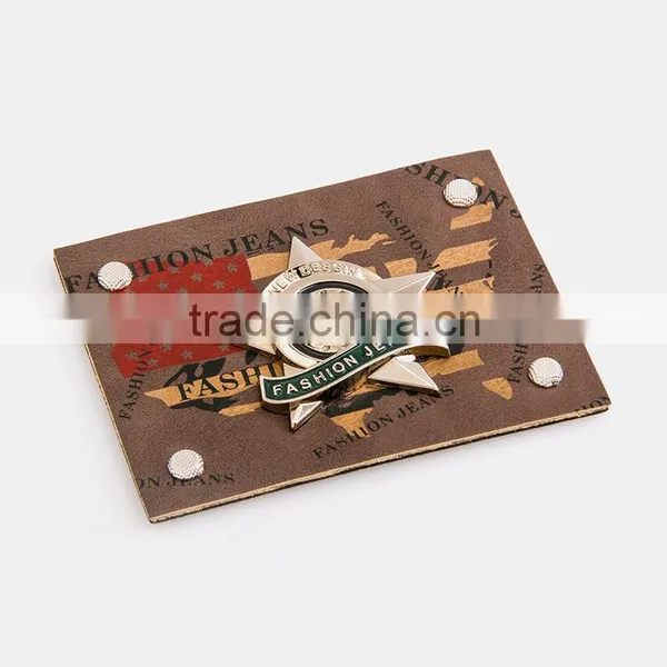 Newest Jeans pu Leather Patches Leather Metal Patch photo-3