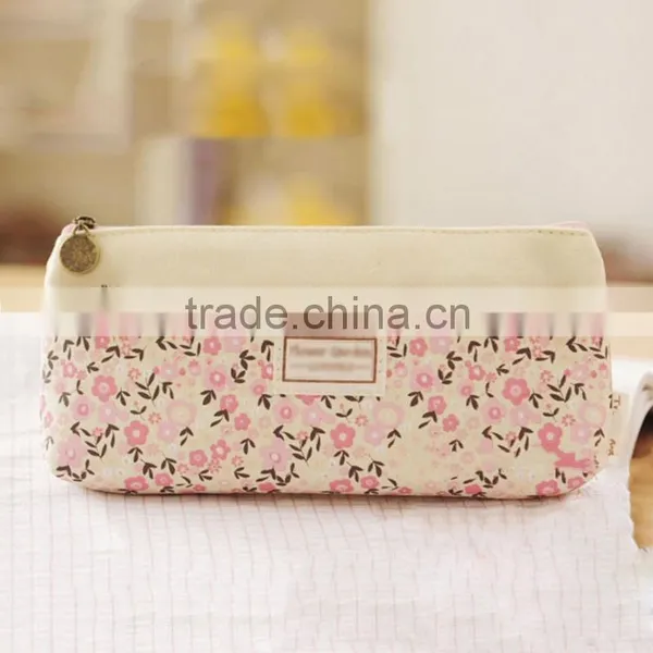 Double Zipper Canvas Cosmetic Pencil Case and Coin Pouch photo-3