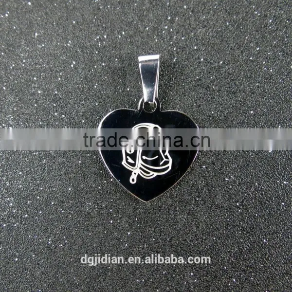Mens Stainless Steel Heart Shaped Dog Tag Necklace Pendant Blank, Laser Engrave Logo Customize photo-4
