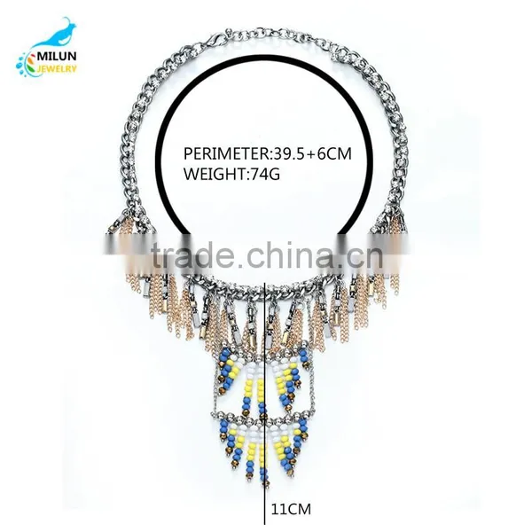 Trendy Fashion Tassel Rhinestone Choker Statement Necklace 2016 photo-2