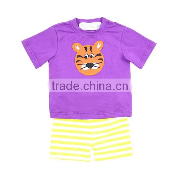 Wholesale 2016 Cheap Price Boutique Giggle Moon Remake Designer Tiger Applique Baby Gir/boy Outfit photo-3