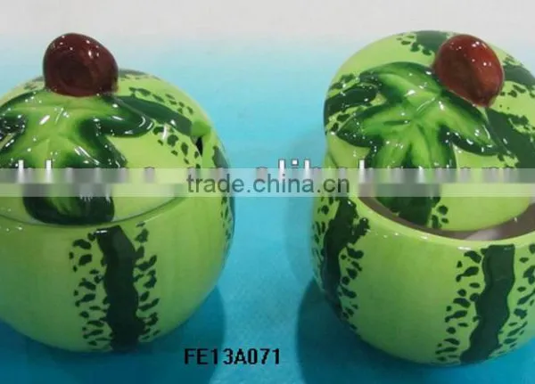 ceramic watermelon condiment pot in fruit shape