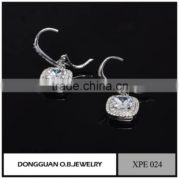 Square Diamond Earring /hot Selling Earring /925 Silver Earring photo-2