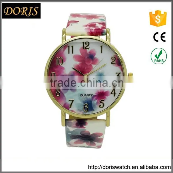 Stylish Pattern Painting Leather Strap Watches Color Wrist Watch Women Quartz Watch photo-4